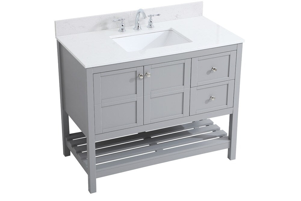 Elegant Furniture & Lighting - Theo 42 inch Single Bathroom Vanity in Gray with Backsplash - VF16442GR-BS veiw 14