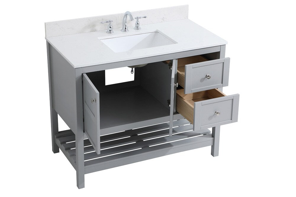 Elegant Furniture & Lighting - Theo 42 inch Single Bathroom Vanity in Gray with Backsplash - VF16442GR-BS veiw 15