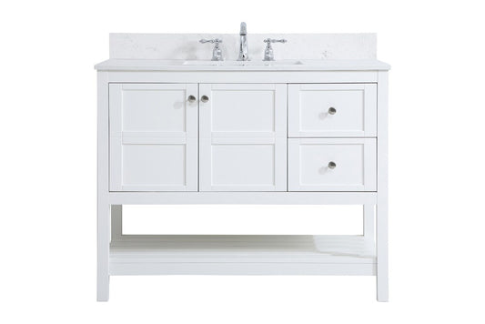 Elegant Furniture & Lighting - Theo 42 inch Single Bathroom Vanity in White with Backsplash - VF16442WH-BS veiw 1