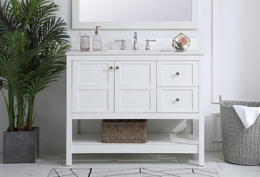 Elegant Furniture & Lighting - Theo 42 inch Single Bathroom Vanity in White with Backsplash - VF16442WH-BS veiw 2