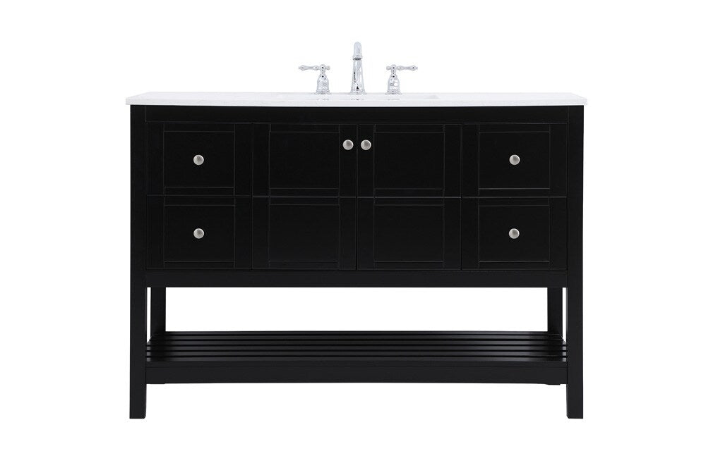 Elegant Furniture & Lighting - Theo 48 inch Single Bathroom Vanity in Black - VF16448BK veiw 1