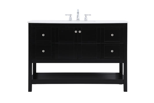 Elegant Furniture & Lighting - Theo 48 inch Single Bathroom Vanity in Black - VF16448BK veiw 1