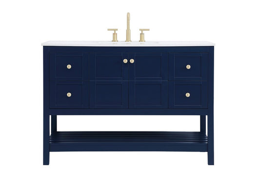 Elegant Furniture & Lighting - Theo 48 inch Single Bathroom Vanity in Blue - VF16448BL veiw 1