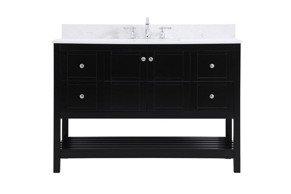 Elegant Furniture & Lighting - Theo 48 inch Single Bathroom Vanity in Black with Backsplash - VF16448BK-BS veiw 1