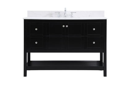 Elegant Furniture & Lighting - Theo 48 inch Single Bathroom Vanity in Black with Backsplash - VF16448BK-BS veiw 1
