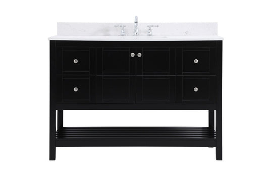 Elegant Furniture & Lighting - Theo 48 inch Single Bathroom Vanity in Black with Backsplash - VF16448BK-BS veiw 1