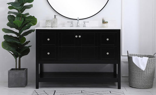 Elegant Furniture & Lighting - Theo 48 inch Single Bathroom Vanity in Black with Backsplash - VF16448BK-BS veiw 2
