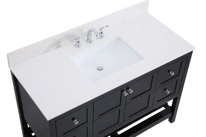 Elegant Furniture & Lighting - Theo 48 inch Single Bathroom Vanity in Black with Backsplash - VF16448BK-BS veiw 3