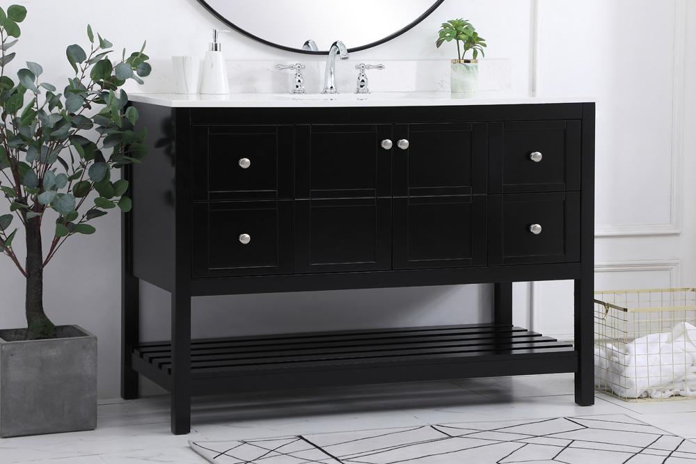 Elegant Furniture & Lighting - Theo 48 inch Single Bathroom Vanity in Black with Backsplash - VF16448BK-BS veiw 8