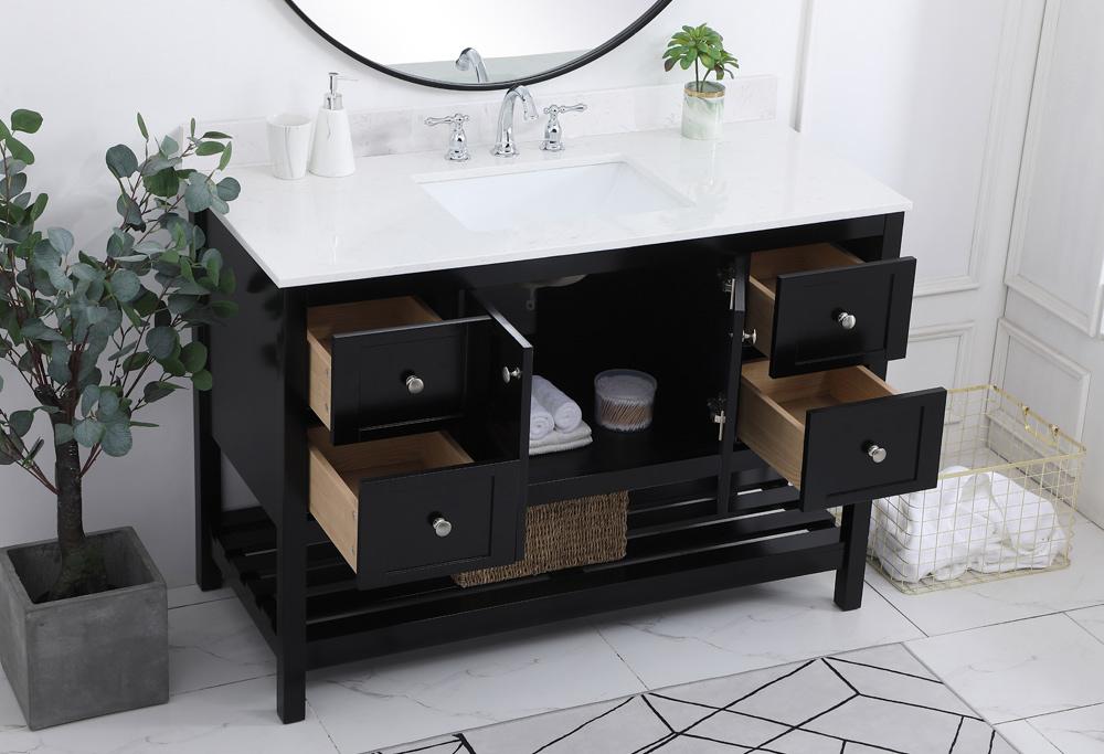 Elegant Furniture & Lighting - Theo 48 inch Single Bathroom Vanity in Black with Backsplash - VF16448BK-BS veiw 9