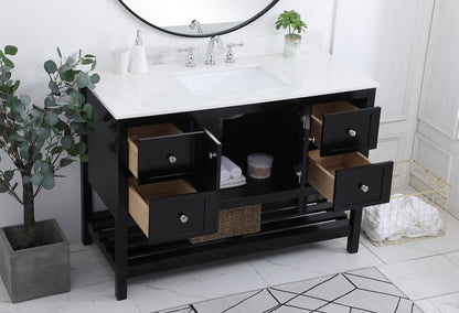 Elegant Furniture & Lighting - Theo 48 inch Single Bathroom Vanity in Black with Backsplash - VF16448BK-BS veiw 9
