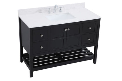 Elegant Furniture & Lighting - Theo 48 inch Single Bathroom Vanity in Black with Backsplash - VF16448BK-BS veiw 14
