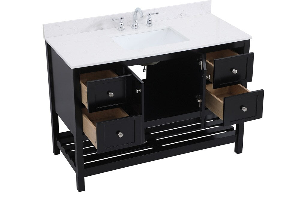 Elegant Furniture & Lighting - Theo 48 inch Single Bathroom Vanity in Black with Backsplash - VF16448BK-BS veiw 15