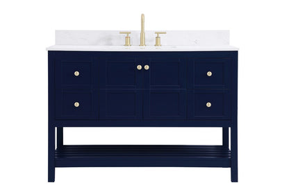 Elegant Furniture & Lighting - Theo 48 inch Single Bathroom Vanity in Blue with Backsplash - VF16448BL-BS veiw 1