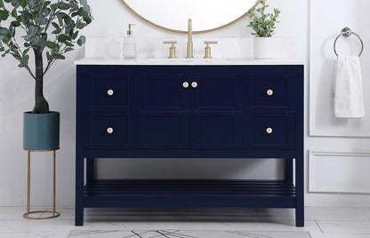 Elegant Furniture & Lighting - Theo 48 inch Single Bathroom Vanity in Blue with Backsplash - VF16448BL-BS veiw 2