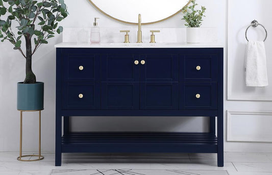 Elegant Furniture & Lighting - Theo 48 inch Single Bathroom Vanity in Blue with Backsplash - VF16448BL-BS veiw 2