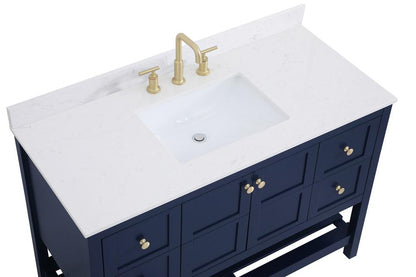 Elegant Furniture & Lighting - Theo 48 inch Single Bathroom Vanity in Blue with Backsplash - VF16448BL-BS veiw 3