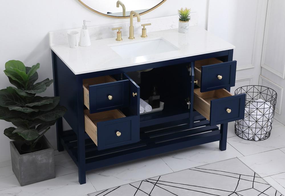 Elegant Furniture & Lighting - Theo 48 inch Single Bathroom Vanity in Blue with Backsplash - VF16448BL-BS veiw 9