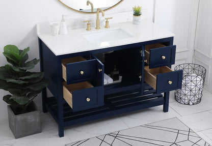 Elegant Furniture & Lighting - Theo 48 inch Single Bathroom Vanity in Blue with Backsplash - VF16448BL-BS veiw 9