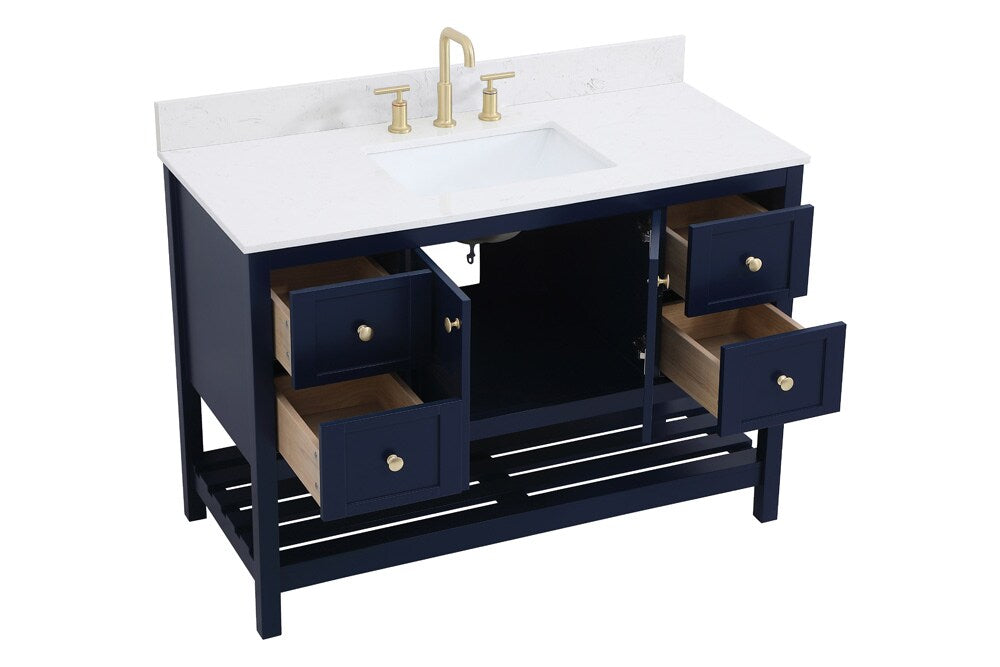 Elegant Furniture & Lighting - Theo 48 inch Single Bathroom Vanity in Blue with Backsplash - VF16448BL-BS veiw 15
