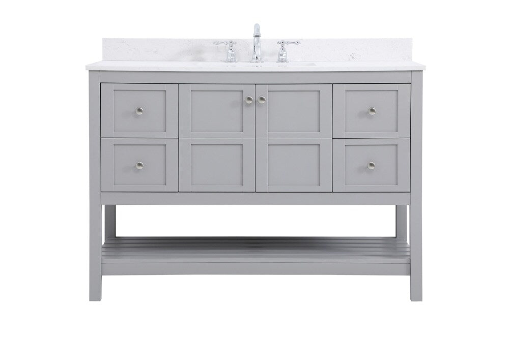 Elegant Furniture & Lighting - Theo 48 inch Single Bathroom Vanity in Gray with Backsplash - VF16448GR-BS veiw 1