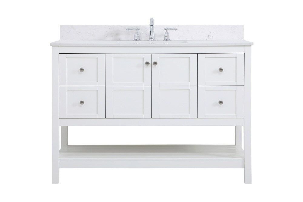 Elegant Furniture & Lighting - Theo 48 inch Single Bathroom Vanity in White with Backsplash - VF16448WH-BS veiw 1