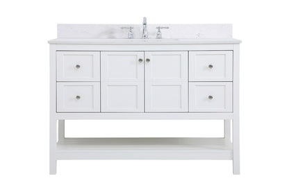 Elegant Furniture & Lighting - Theo 48 inch Single Bathroom Vanity in White with Backsplash - VF16448WH-BS veiw 1