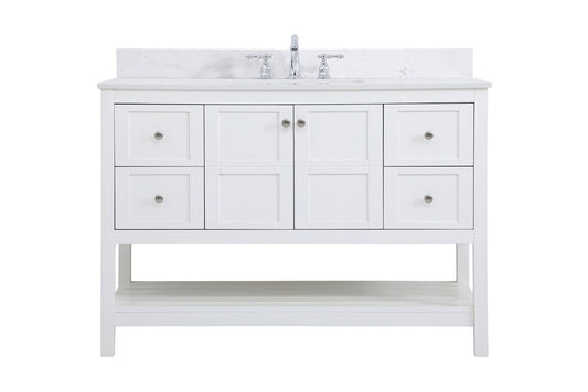 Elegant Furniture & Lighting - Theo 48 inch Single Bathroom Vanity in White with Backsplash - VF16448WH-BS veiw 1