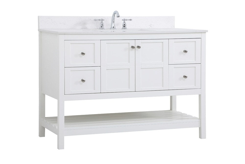 Elegant Furniture & Lighting - Theo 48 inch Single Bathroom Vanity in White with Backsplash - VF16448WH-BS veiw 13