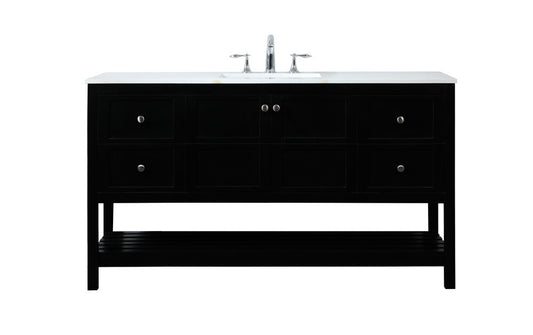 Elegant Furniture & Lighting - Theo 60 inch Single bathroom vanity in black - VF16460BK veiw 1