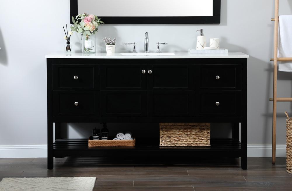 Elegant Furniture & Lighting - Theo 60 inch Single bathroom vanity in black - VF16460BK veiw 2