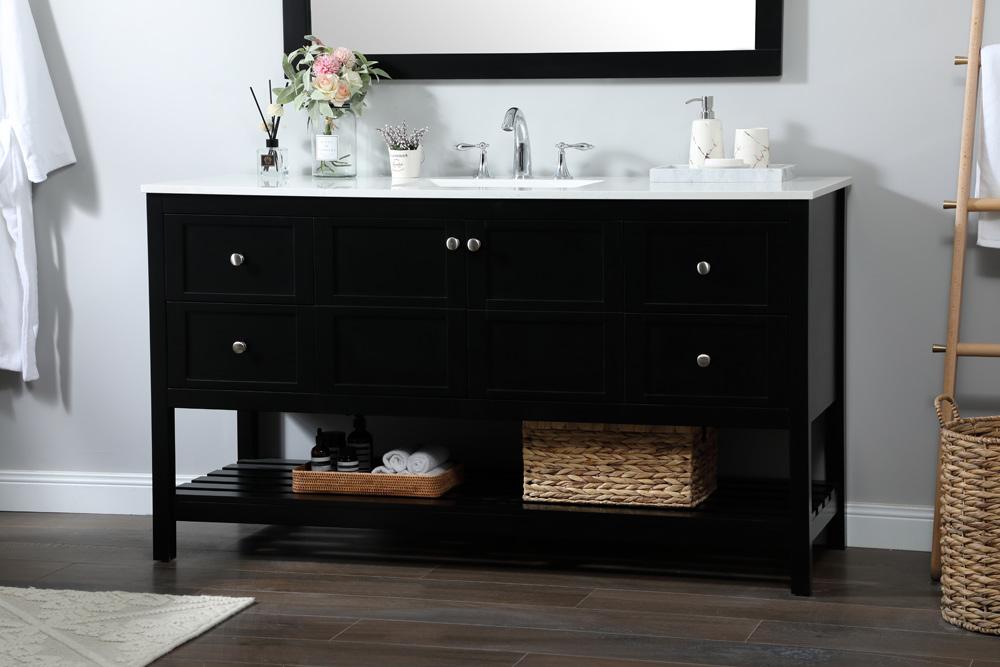 Elegant Furniture & Lighting - Theo 60 inch Single bathroom vanity in black - VF16460BK veiw 9