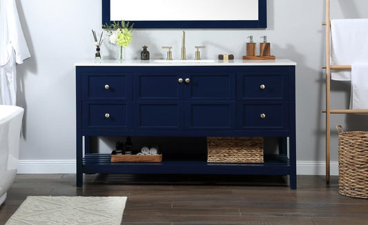 Elegant Furniture & Lighting - Theo 60 inch Single bathroom vanity in blue - VF16460BL veiw 2
