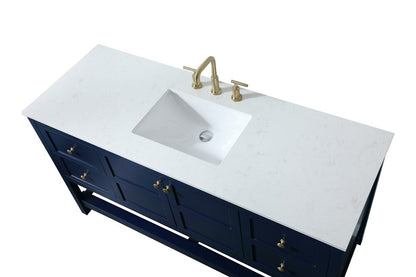 Elegant Furniture & Lighting - Theo 60 inch Single bathroom vanity in blue - VF16460BL veiw 3