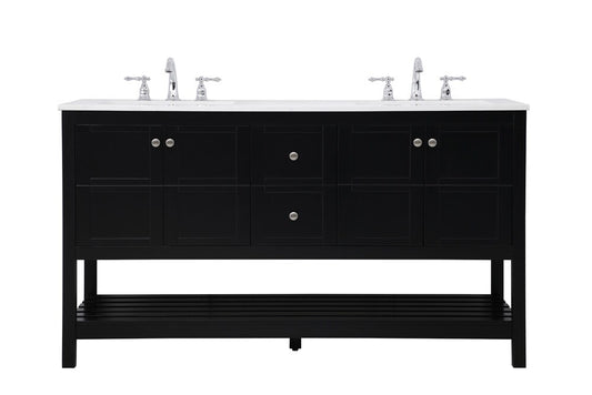 Elegant Furniture & Lighting - Theo 60 inch Single Bathroom Vanity in Black - VF16460DBK veiw 1