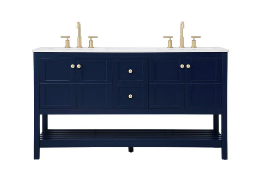 Elegant Furniture & Lighting - Theo 60 inch Single Bathroom Vanity in Blue - VF16460DBL veiw 1