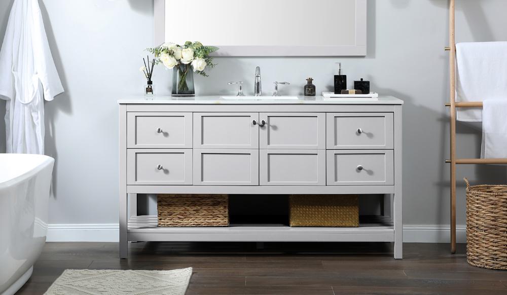 Elegant Furniture & Lighting - Theo 60 inch Single bathroom vanity in grey - VF16460GR veiw 2