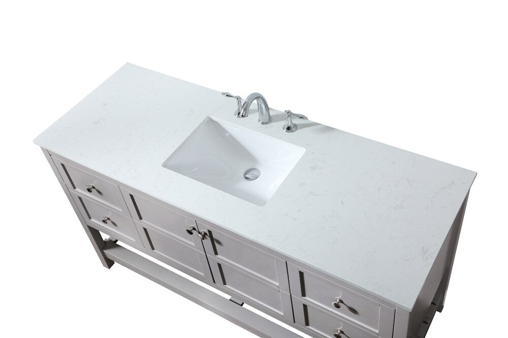 Elegant Furniture & Lighting - Theo 60 inch Single bathroom vanity in grey - VF16460GR veiw 3