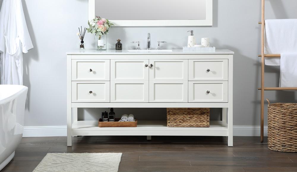 Elegant Furniture & Lighting - Theo 60 inch Single bathroom vanity in white - VF16460WH veiw 2