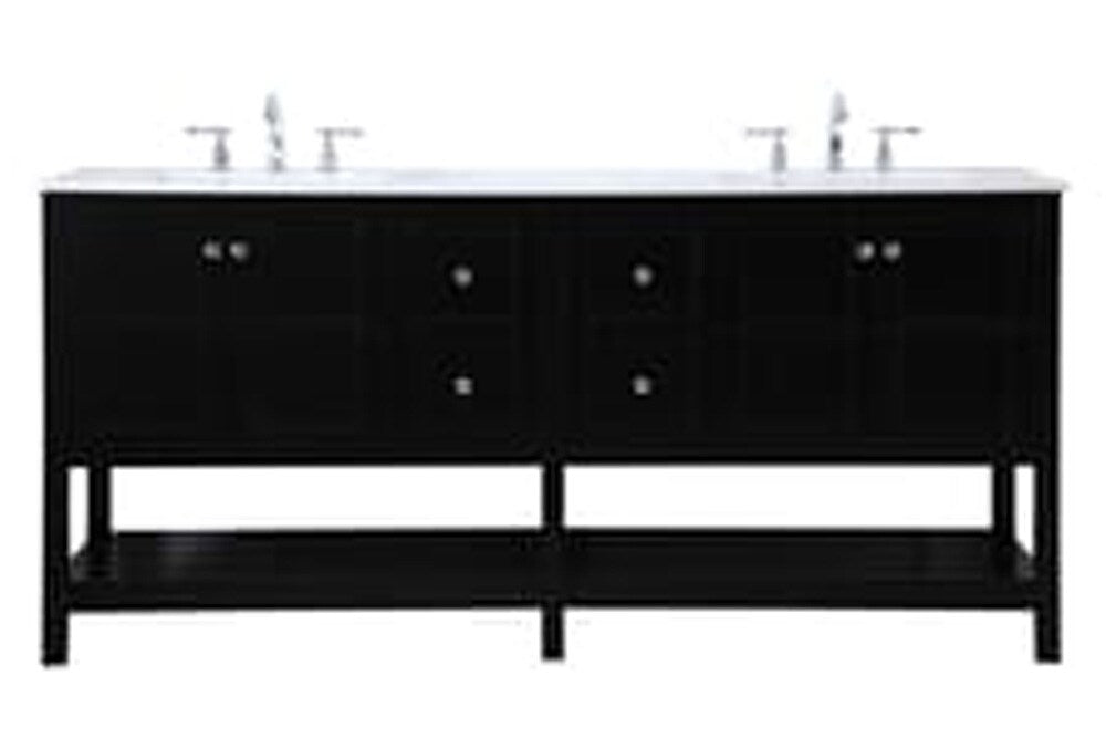 Elegant Furniture & Lighting - Theo 72 inch Double Bathroom Vanity in Black - VF16472DBK veiw 1