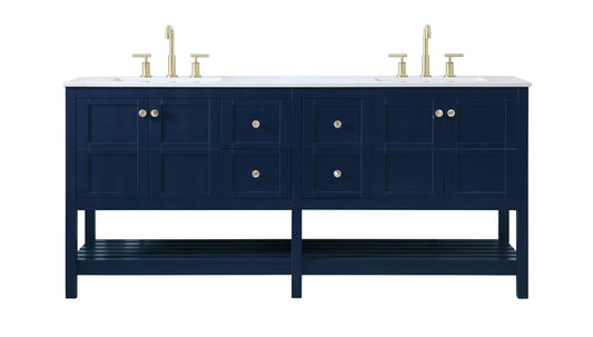 Elegant Furniture & Lighting - Theo 72 inch Double Bathroom Vanity in Blue - VF16472DBL veiw 1