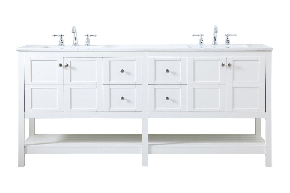 Elegant Furniture & Lighting - Theo 72 inch Double Bathroom Vanity in White - VF16472DWH veiw 1