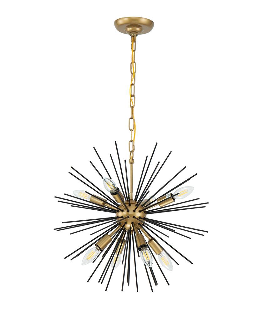 Elegant Furniture & Lighting - Timber 8 light Brass and Black pendant - LD5035D20BK veiw 1