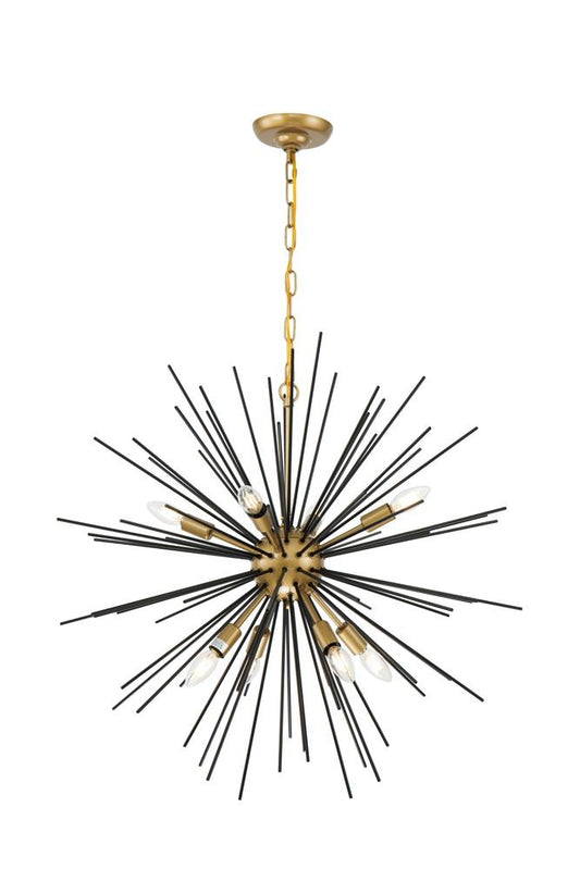 Elegant Furniture & Lighting - Timber 8 light Brass and Black pendant - LD5038D30BK veiw 1