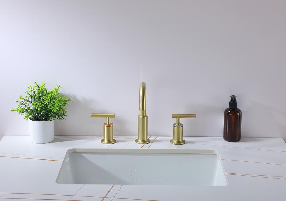 Elegant Furniture & Lighting - Tobias 8 inch Widespread Double Handle Bathroom Faucet in Brushed Gold - FAV-1010BGD veiw 3