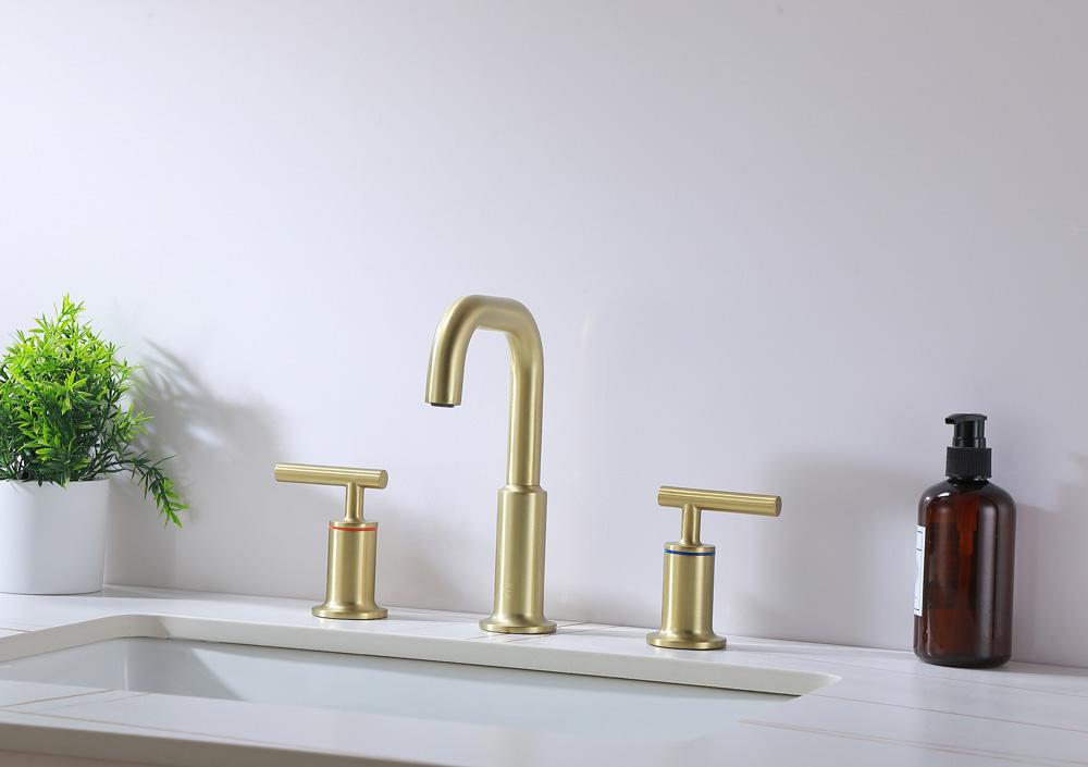 Elegant Furniture & Lighting - Tobias 8 inch Widespread Double Handle Bathroom Faucet in Brushed Gold - FAV-1010BGD veiw 5