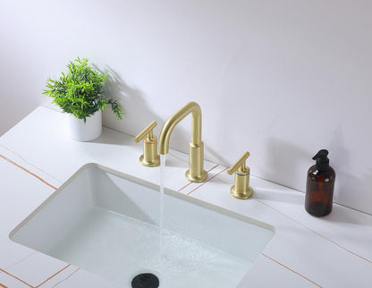 Elegant Furniture & Lighting - Tobias 8 inch Widespread Double Handle Bathroom Faucet in Brushed Gold - FAV-1010BGD veiw 6