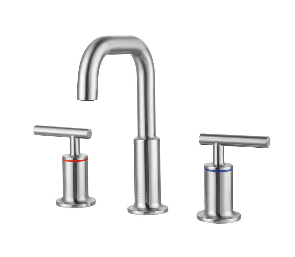 Elegant Furniture & Lighting - Tobias 8 inch Widespread Double Handle Bathroom Faucet in Brushed Nickel - FAV-1010BNK veiw 1