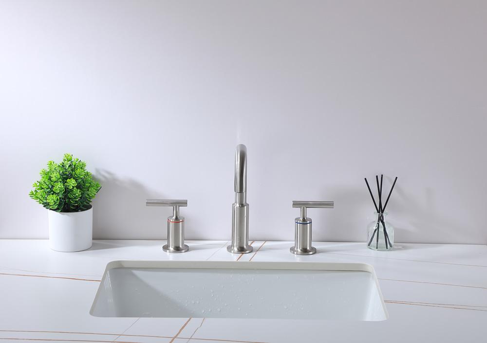 Elegant Furniture & Lighting - Tobias 8 inch Widespread Double Handle Bathroom Faucet in Brushed Nickel - FAV-1010BNK veiw 3