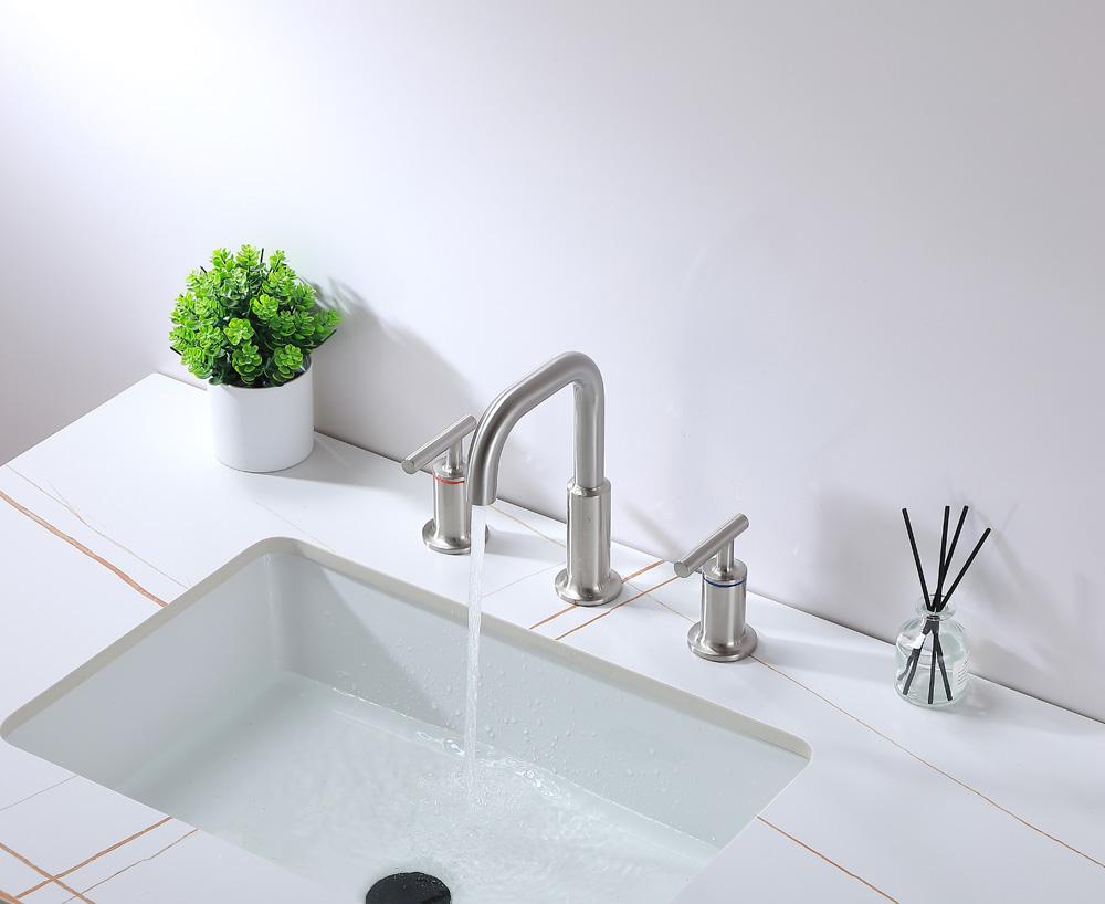 Elegant Furniture & Lighting - Tobias 8 inch Widespread Double Handle Bathroom Faucet in Brushed Nickel - FAV-1010BNK veiw 5